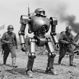 world war one with robot mechs, black and white photograph, old photo, realistic wartime images, realistic, high quality, alternate history
