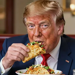beautiful makoto shinkai anime style digital painting portrait of donald trump eating a taco bowl, 4 k, 8 k, hd, high resolution, highly detailed, intricate detail, ultra realistic faces, digital art, trending on artstation, your name, weathering with you