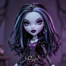 detailed portrait of draculaura from monster high, soft lighting, mysterious atmosphere, hyper detailed, fine clothing, handsome, leyendecker,