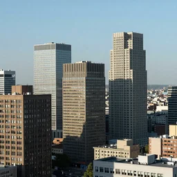 Cityscape made of brutalism architecture buildings
