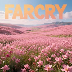 a landscape of farcry new dawn pink flowers , photorealistic, trending on artstation, wallpaper