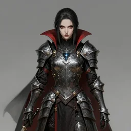 trending on artstation, dhamphir, vampire, character design, concept art, style of greg rutkowski, makoto shinkai, symmetrical face, forward facing, fantasy armor, highly detailed, digital art, witch, female