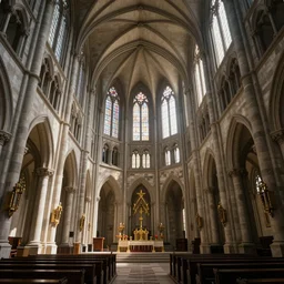 realistic minecraft multi - level interior of a grand cathedral