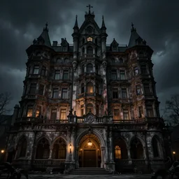 frightening gothic hotel, dark, brooding, ultra - realisitc