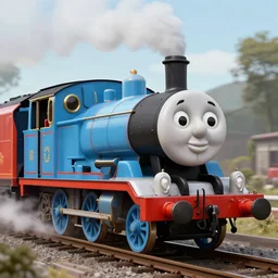 A steampunk re-imagination of Thomas the tank engine train, modern digital art