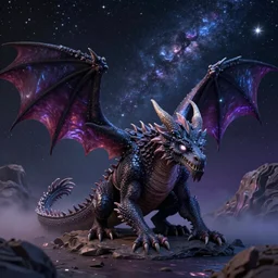 Dragon Creepy cosmic color scheme star gazing realistic 3d