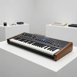 dezeen showroom , minimalissimo, archdaily, ignant, teenage engineering moad, mother of all decks, product design concept, product shot of moog melotron juno synthesizer made by jony ives , love hulten,  dieter rams, 8k, high detailed photo