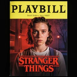 Millie Bobby Brown in Stranger Things, the Broadway musical, Sondheim, Playbill cover