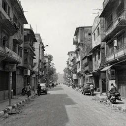 desolate dhaka city street in the style of Jean Giraud Moebius, 4K