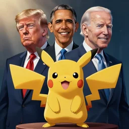 : president obama trump and biden as anime cartoon character design pokemon