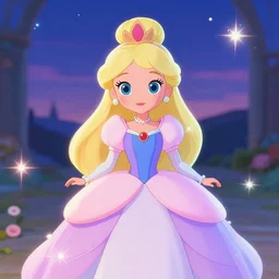 photo of a princess, twilight, vivid pastel colors scheme, cute, 4 k, tonemapping, global illumination, sparkling, sparkles, cartoon