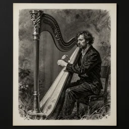 asset sheet, material study ( caricature ) harpist by mark ryden dark foreboding