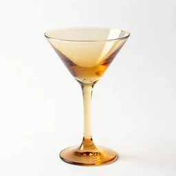 amber martini glass, 8k product photo, isolated on a pure white background, centered, entire object in frame, sharp focus, soft studio lighting