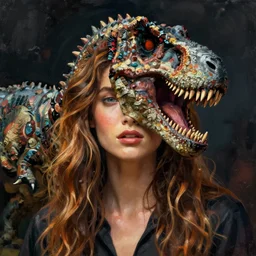a portrait, art by james jean, jurassic,