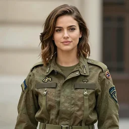 actress Mélanie Laurent with a military outfit