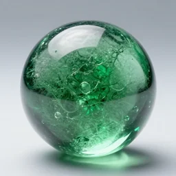 Green Intricate Realistic Glossy Materia Glass Crystal Sphere