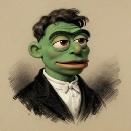 portrait drawing of pepe, art by michelangelo, elegant, moody vibe