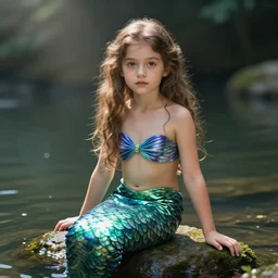 a young mermaid in the pond, hyper realistic, photograph