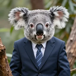 A koala wearing a suit.