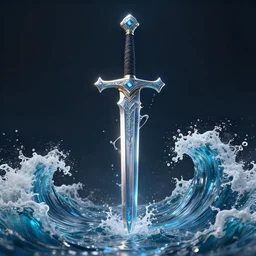 a sword made out of waves, a sword made of metal like water, fantasy