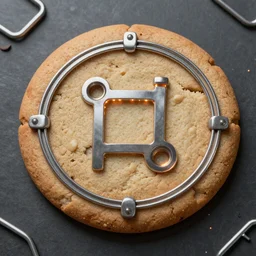 cookie made out of metal, cyberpunk, highly detailed, led