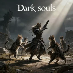 cats dancing in style of dark souls