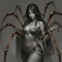 japanese spider goddess, d & d, grey and brown color palette, highly detailed, digital painting, artstation, concept art, sharp focus, illustration, cinematic lighting, art by artgerm and greg rutkowski and alphonse mucha