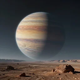 a double exposed photo of a planet in the atmosphere of a sci fi landscape
