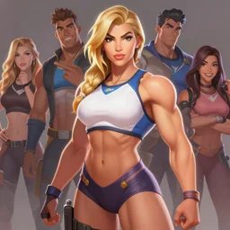 portrait of brigitte from overwatch as a beautiful female bodybuilder amazon with plump lips, elegant, fantasy, hd shot, digital portrait, beautiful, artstation, comic style, by artgerm, guy denning, jakub rozalski, magali villeneuve and charlie bowater