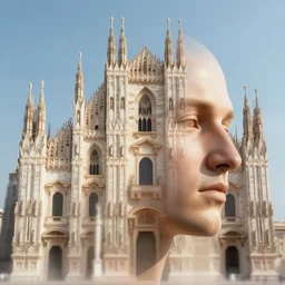 portrait photo of an male mystic'face merging with a cathedral building, etheric, emotionally evoking symbolic metaphors, head in focus, ornamental, intricate, elegant, golden ratio, sharp focus, art by ernst haeckel, john william godward, gustav klimt,