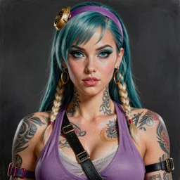 gorgeous!! hyper - realistic giant woman resembling bulma + felicia from darkstalkers, tattoos | drawn by artgerm, drawn by wlop, drawn by jeehyung lee | intricate, high detail, ultra graphics, photorealistic, symmetrical, cinematic, smooth, sharp focus, character design, expressive, cute, beautiful!! full body, concept art, octane render
