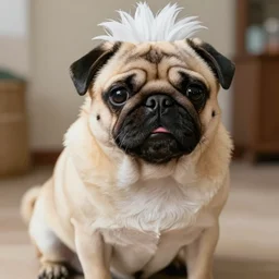 a pug looking like killua from hunter x hunter