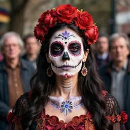 photo portrait of a beautiful day of the dead female, depth of field, zeiss lens, detailed, symmetrical, centered, by edward robert hughes, connor hibbs, annie leibovitz and steve mccurry, david lazar, jimmy nelsson, breathtaking, 8 k resolution, extremely detailed, beautiful, establishing shot, artistic, hyperrealistic, beautiful face, octane render