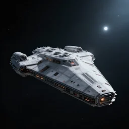 space ship battle cruiser in space, in the style of aliens, shallow depth of field, moody lighting, single point of light, 8 k, ultra realistic, octane render,