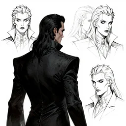 gothic character back view detail designs, Barry Windsor Smith, Milo Manara, Greg Rutkowski, character sheet, Darek Zabrocki, Karlkka, Jayison Devadas, Phuoc Quan, trending on Artstation, 8K, ultra wide angle, pincushion lens effect