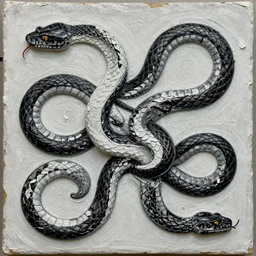 texture of 3d high relief painting of writhing black and white snakes painted in the style of the old masters, painterly, thick heavy impasto, expressive impressionist style, painted with a palette knife
