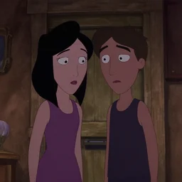 still from animated horror movie, animated movie shot, love in denial