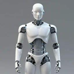 'futuristic white ceramic humanoid robot male with a handsome face and muscular body'