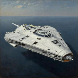 A very detailed oil painting of a huge spaceship by Bosch