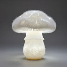 realistic photo of a a white resin latex mushroom sponge covered in electric hairs, front view, empty soft glowing space, emitting electric tesla aura radiation 1 9 6 0, life magazine photo, natural colors, metropolitan museum, kodak, 8 k, very detailed, high resolution, product photo,