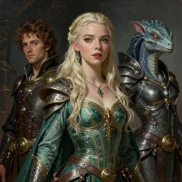 A fantasy comic book style portrait painting of Anya Taylor-Joy, Joey King, as an Atlantean Reptilian Warrior, François Boucher, Oil Painting, Mystical Valkyrie, unreal 5, DAZ, hyperrealistic, octane render, Regal, Refined, Detailed Digital Art, RPG portrait, William-Adolphe Bouguereau, Michael Cheval, Walt Disney (1937), Steampunk, dynamic lighting, Highly Detailed, Cinematic Lighting, Unreal Engine, 8k, HD