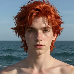 portrait of ariel, red hair, sea, hyper detailed, digital art, cinematic lighting, studio quality, smooth render, unreal engine 5, octane rendered, art style by klimt and nixeu and ian sprigger and wlop and krenz cushart.