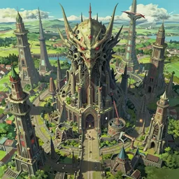 a highly detailed matte painting of a giant eldritch beast a beautiful ruined fantasy city, aerial view, by studio ghibli, makoto shinkai, by artgerm, by wlop, by greg rutkowski, volumetric lighting, octane render, 4 k resolution, trending on artstation, masterpiece