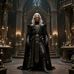 full body portrait photo of Dennis hopper as a devious medieval lord in a giant medieval Shop, trending on artstation, style of midjourney, unreal engine, octane render, intricate details, 8k high definition, beauriful, ornate, hypermaximalistic