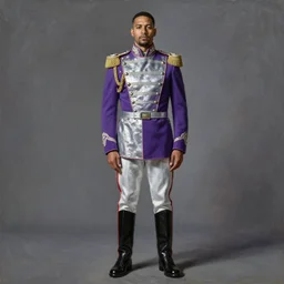 full body portrait of the dictator of the sacramento kings, 1 8 8 9, in full military garb, purple, silver, oil on canvas by william sidney mount, trending on artstation