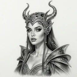 hyper realistic pencil drawing of Morena Baccarin as a eldritch queen, intricate detail, beautiful, battle armor, war, fight, light, dragon, colorful by anna dittmann