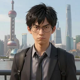 A Pissed Right Off Genetically Engineered Asian Male Nerd in Shanghai, sci-fi, highly detailed, digital painting, artstation, concept art, smooth, sharp focus ilustration, Artstation HQ by Makato Shinkai