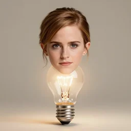 a lightbulb with emma watson's head
