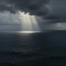 surreal painting of a dark ocean