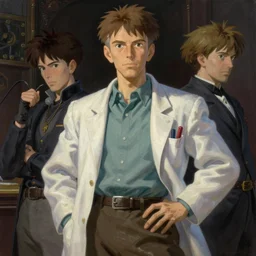 portrait of a mad scientist doctor ivo robotnik, jodhpurs greg manchess painting by sargent and leyendecker, studio ghibli fantasy close - up shot asymmetrical intricate elegant matte painting illustration hearthstone, by greg rutkowski by greg tocchini by james gilleard